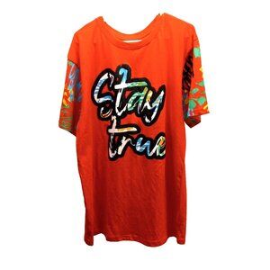 Arketype Women's T-Shirt 3XL "Stay True" Orange 100% Cotton Big & Tall Colorful